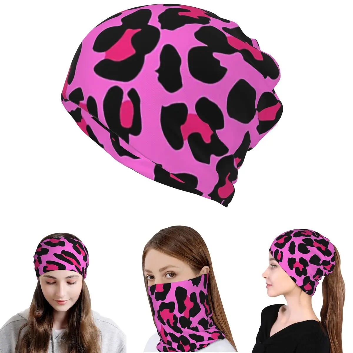 

Neon Pink Leopard Cheetah Pattern Bandana Neck Gaiter Magic Scarf Multi-use Cycling Scarf Beanies Hat Unisex Adult All Season