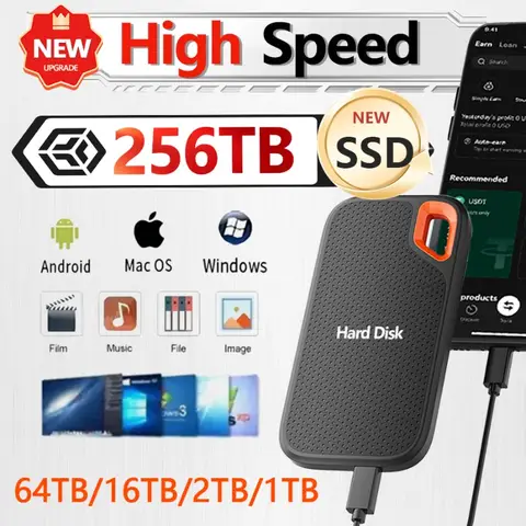 High Speed External Hard Drive 16TB Portable SSD 1TB USB3.1 Hard Disk 4TB Solid State Drive 256TB Mass Storage for Laptop/PC/Mac