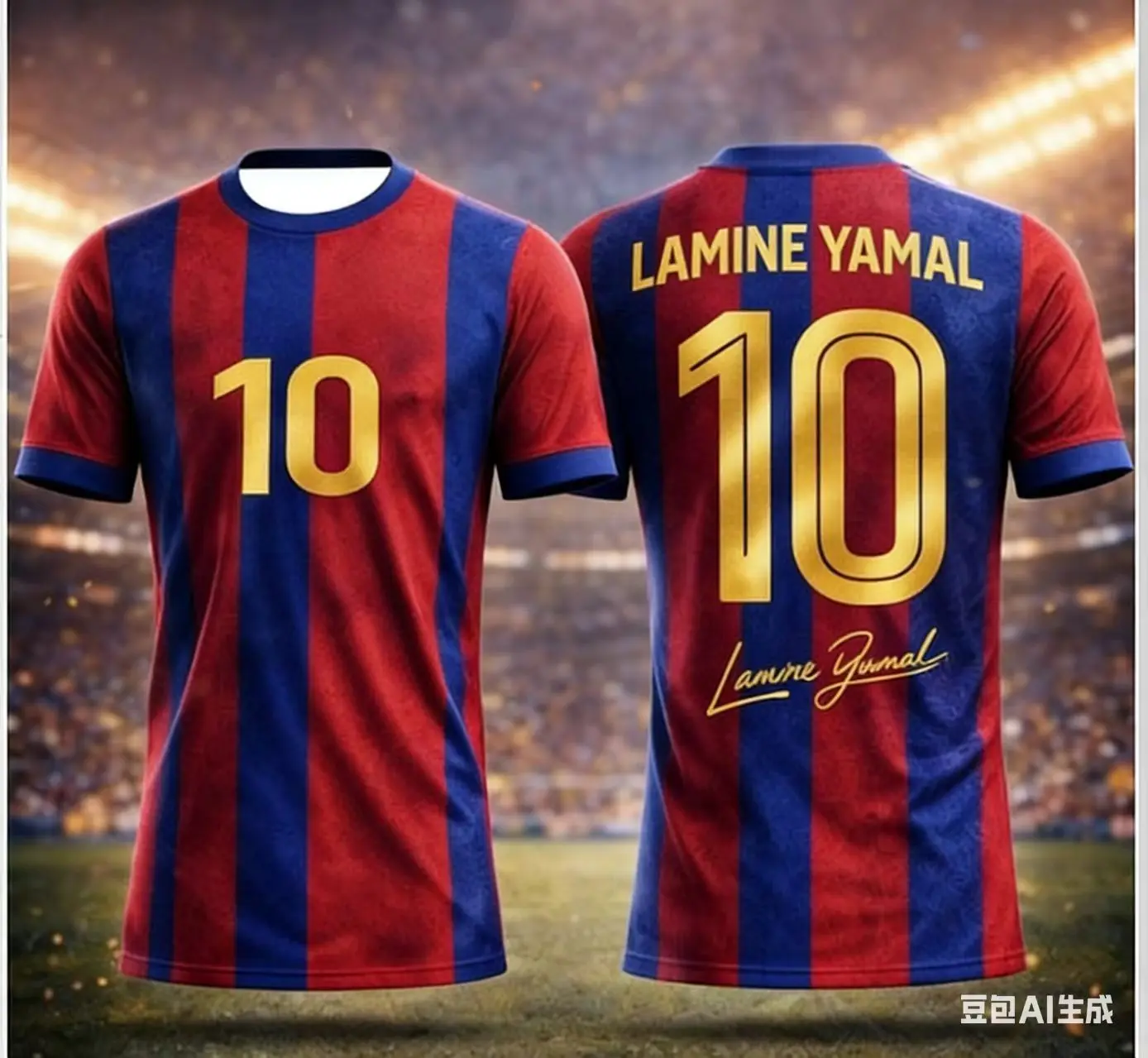 FC Barcelona No. 10 Jersey — Camiseta de aficionado unisex de manga corta en rojo y azul — Camiseta de verano de secado rápido