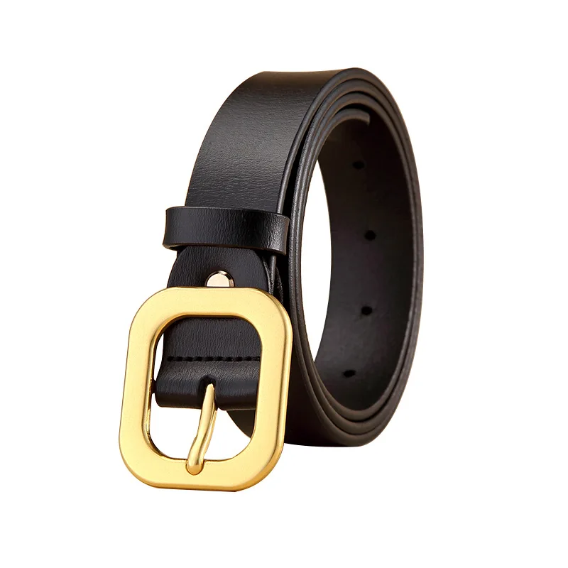 Second Leather Gold Hardware Shiny Copper Buckle Women Belt Soft Belt Second Leather Belt Dress Wide Ladies 1.8 cm Thin Belt