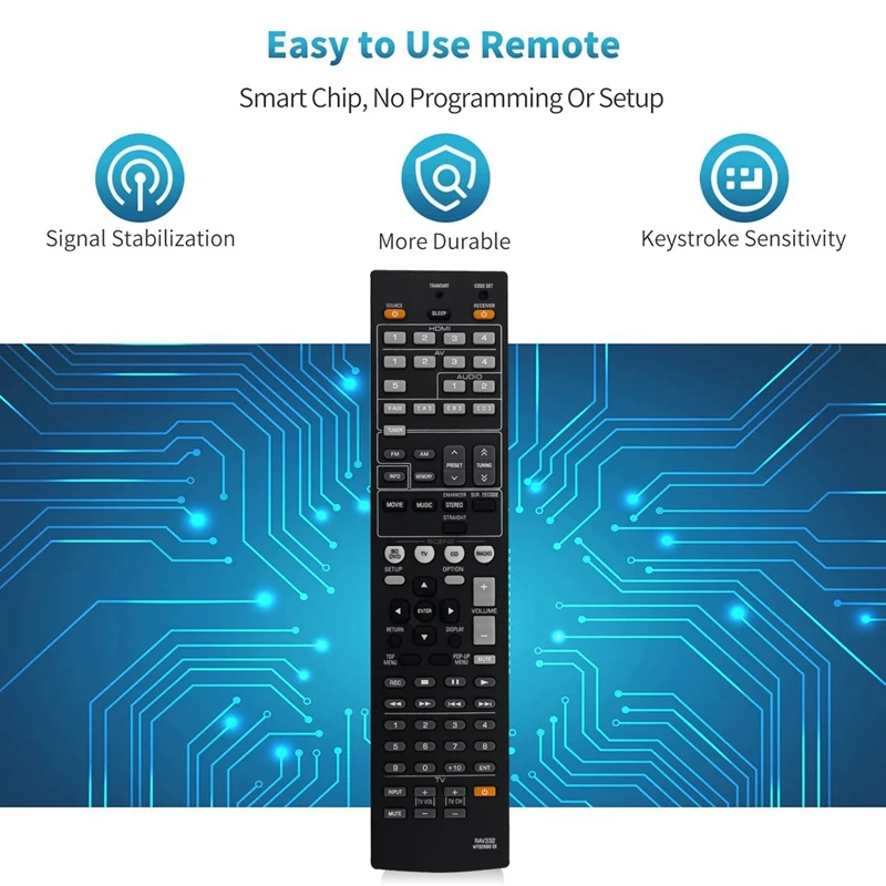 RAV332-WT92680EX Replace Remote Control for Yamaha YHT493 RXV367 RXV367BL AV Receiver