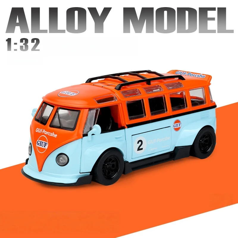 TinyQ フォルクスワーゲン T1 バス 3台セット 1/32 フォルクスワーゲン T1 ミニバスサンバ JDP 修正されたおもちゃの