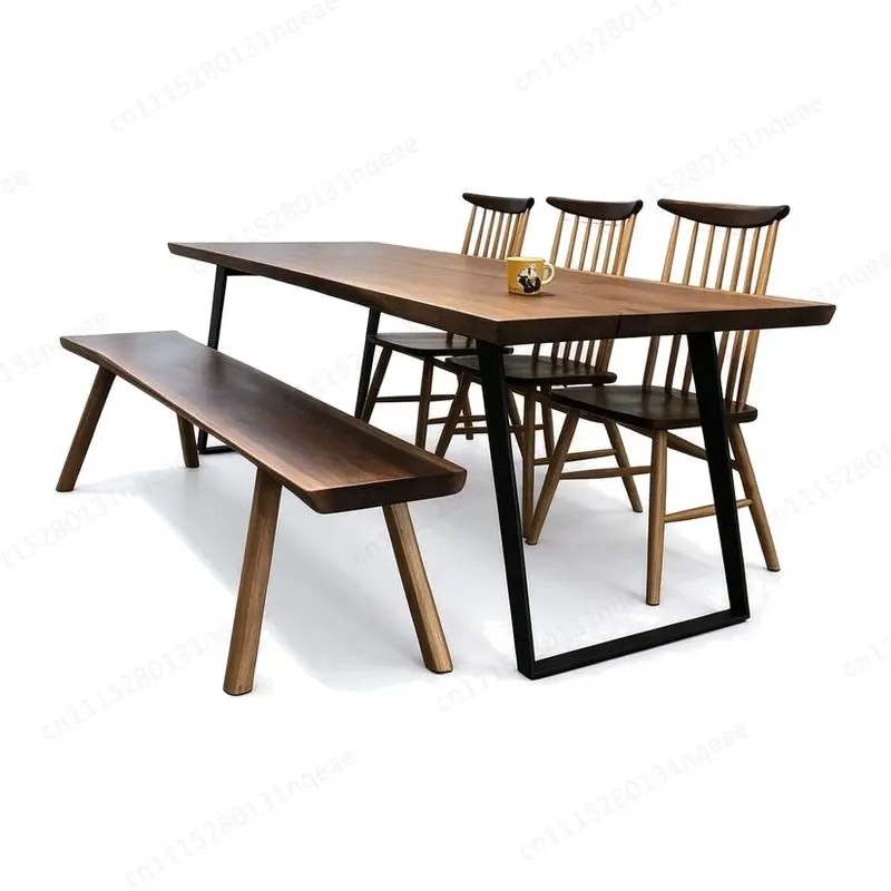 Black Walnut Solid Wood Dining Table Household Restaurant Small Apartment Rectangular Dining Table