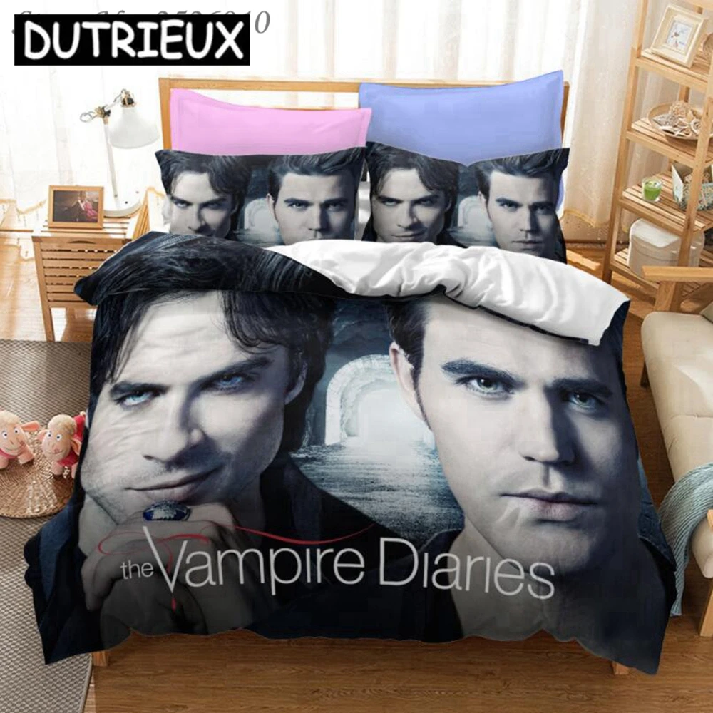 

The Vampire Diaries Print Bedding Set 3D Character Duvet Cover Set With Pillowcase Twin Full Queen King Bedclothes 04