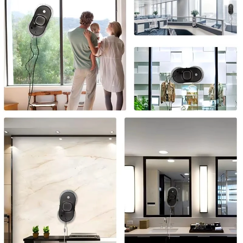 Cordless Electric Window Cleaning Robot, Multi-surface Compatible Glass Mirror Tile Cleaner 3+ Modes for Home & Hotel