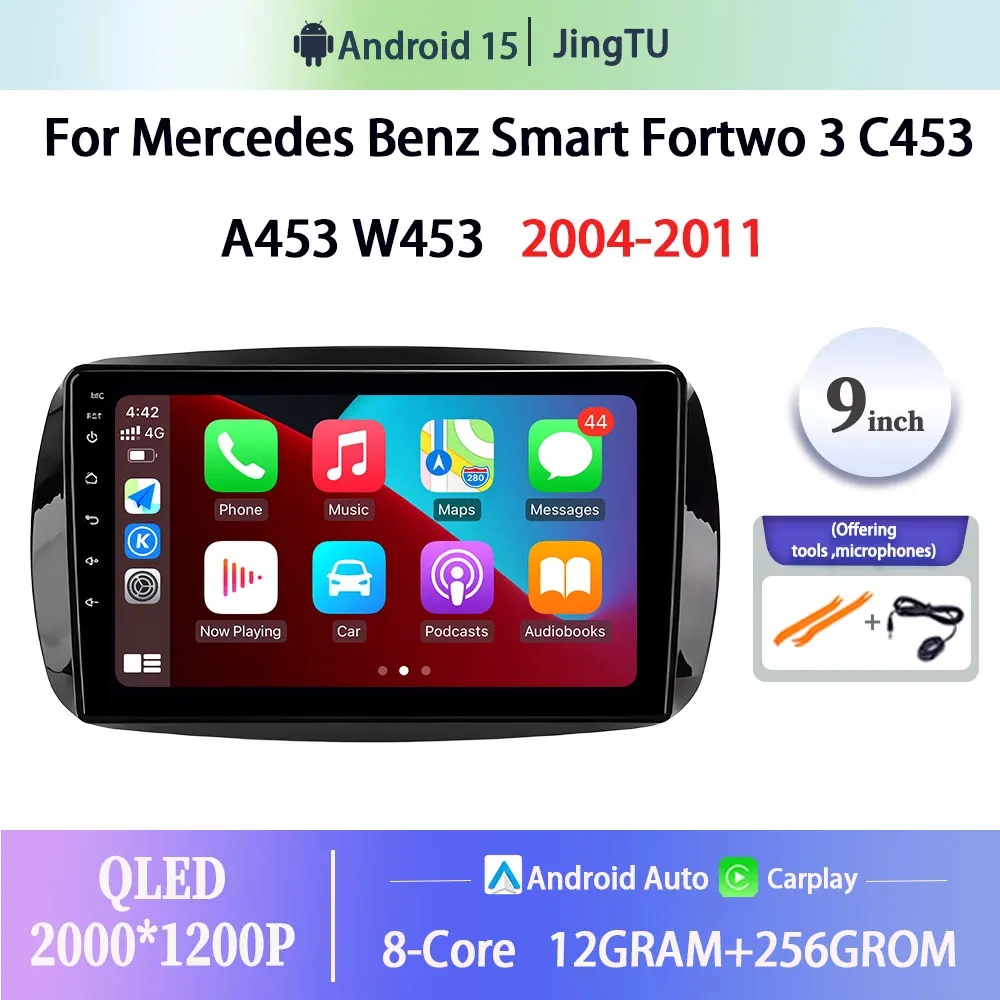 

Android 15 QLED Car Multimedia Player For Mercedes Benz Smart Fortwo 3 C453 A453 W453 2004-2011 Carplay DSP GPS Autoradio