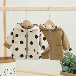 Polka Dot Printing Zipper Hooded Jacket 0-5Y Spring Kids Autumn Children's Double-Sided Windbreaker Jacket for Boys Girls Baby