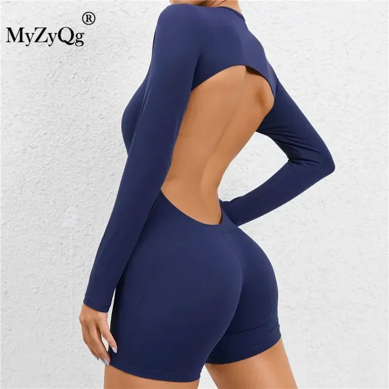 MyZyQg-Combishort moulant dos nu pour femme, tenue une pièce sexy, sans coussinets, haute élasticité, sport, beauté, dos, yoga, fitness