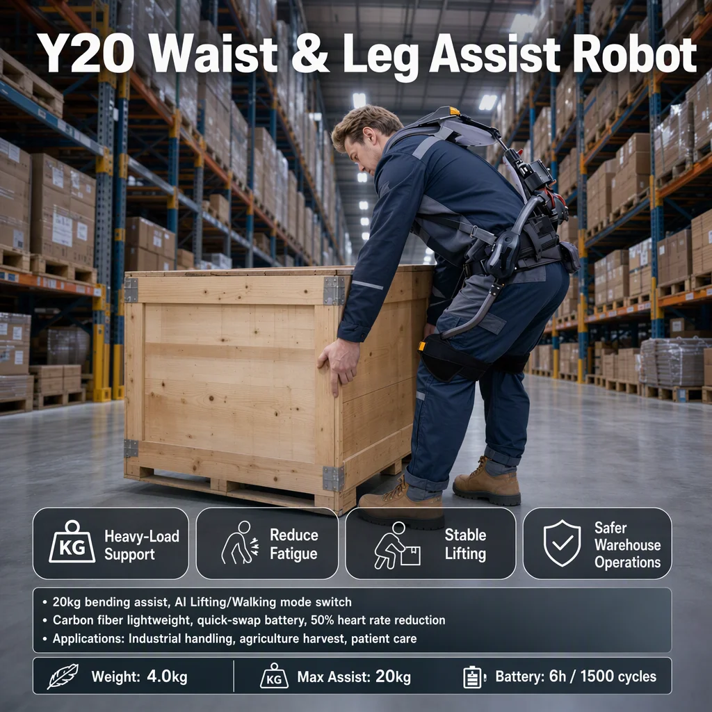 Wearable Adjustable Industrial Lifting Exoskeleton Lightweight Passive Assist Suit Lumbar Support Protection Warehouse Handling