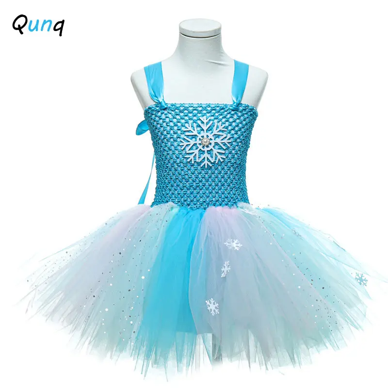 Qunq Autumn Girls Cartoon Sleeveless Sling Sequin Mesh Stitching Cute Party Princess Puffy Dress Casual Kids Clothes Age 3T-8T