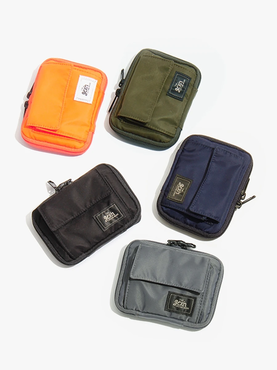 Mini monedero informal de estilo japonés para hombre, bolsa de monedas de tela de nailon, impermeable, bolso de mano bonito, monedero para hombre, llavero