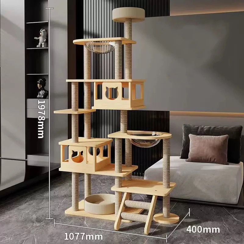 EU STOCK Large pet cat climbing frame Multi-layer wooden cat climbing frame Multi-pet villa  Wear-resistant cat scratching post