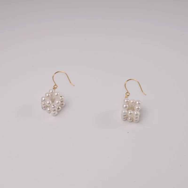 

18K yellow Gold Earrings Fine Jewelry pure freshwater pearls stud au750 fashion wedding party gift for women Square E1034