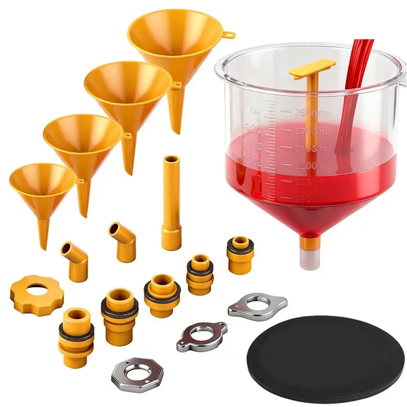 ABJT-Spill-Proof Radiator Bleeder Filling Set(19-Piece) No Spill Coolant Funnel Kit With Adapters For Universal Vehicle Use