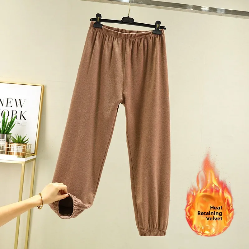 Double-Sided Fleece Warm Pants Women's Thickened Loose Casual Sleepwear Long Trousers Harlan Style High Waist Cotton Pants
