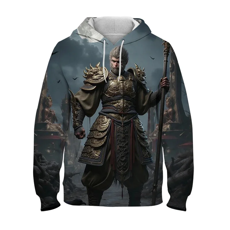 Black Myth wu kong 3D Printed Hooded Men's And Women's Casual Fashion Pullover Cartoon Long Sleeved Loose Hooded Sweatshirt