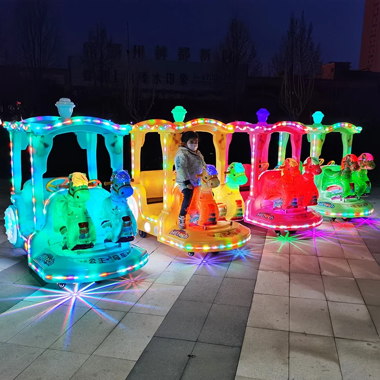 &Canopy-Style Kids Bumper Car, 24V Dodgem with LED Lights & Music for Amusement Park Indoor/Outdoor Carnival Ride