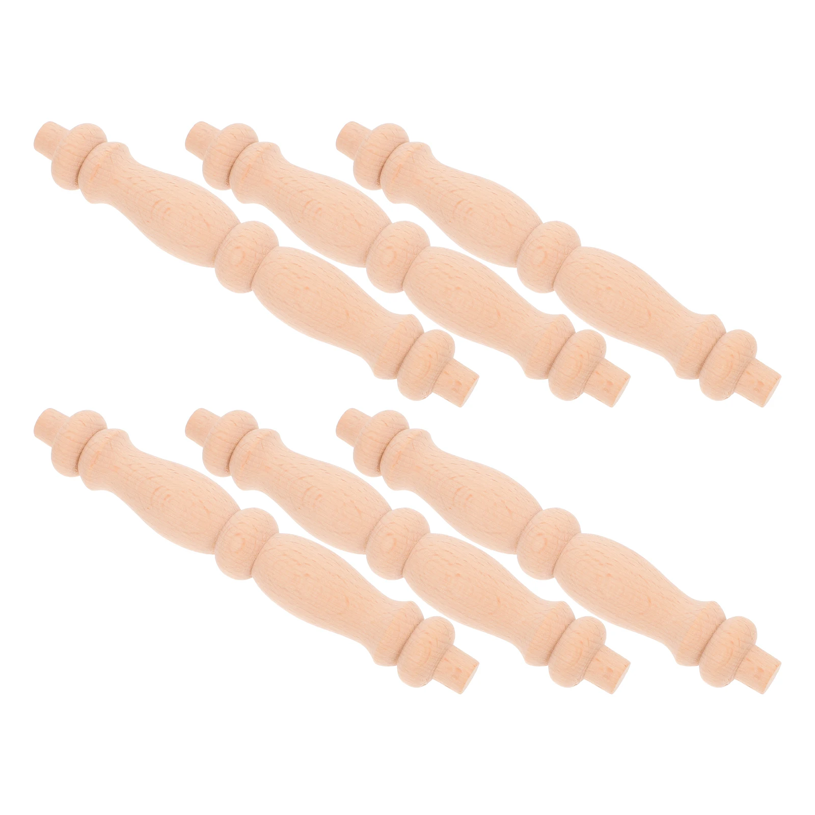 

6pcs Solid Wood Cabinet Balusters Unfinished Stair Spindles Decorative Craft Railings for Indoor Furniture for Table