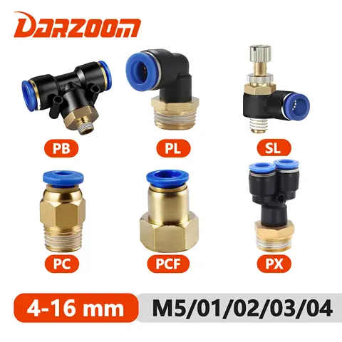 पीसी/पीसीएफ/एसएल/पीबी/पीएल/पीएक्स न्यूमेटिक एयर कनेक्टर फिटिंग 10/12/14/16 मिमी थ्रेड एम5 3/4" 1 2 वे होज़ फिटिंग पाइप क्विक कनेक्टर 10 best sales होस कनेक्टर - №10