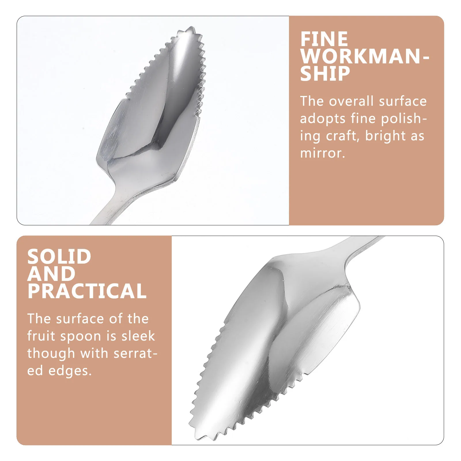 

2Pcs Fruit Spoons Stainless Steel Serrated Edge Polished Handle Comfortable Grip Fruits Grapefruit Dessert Coffee