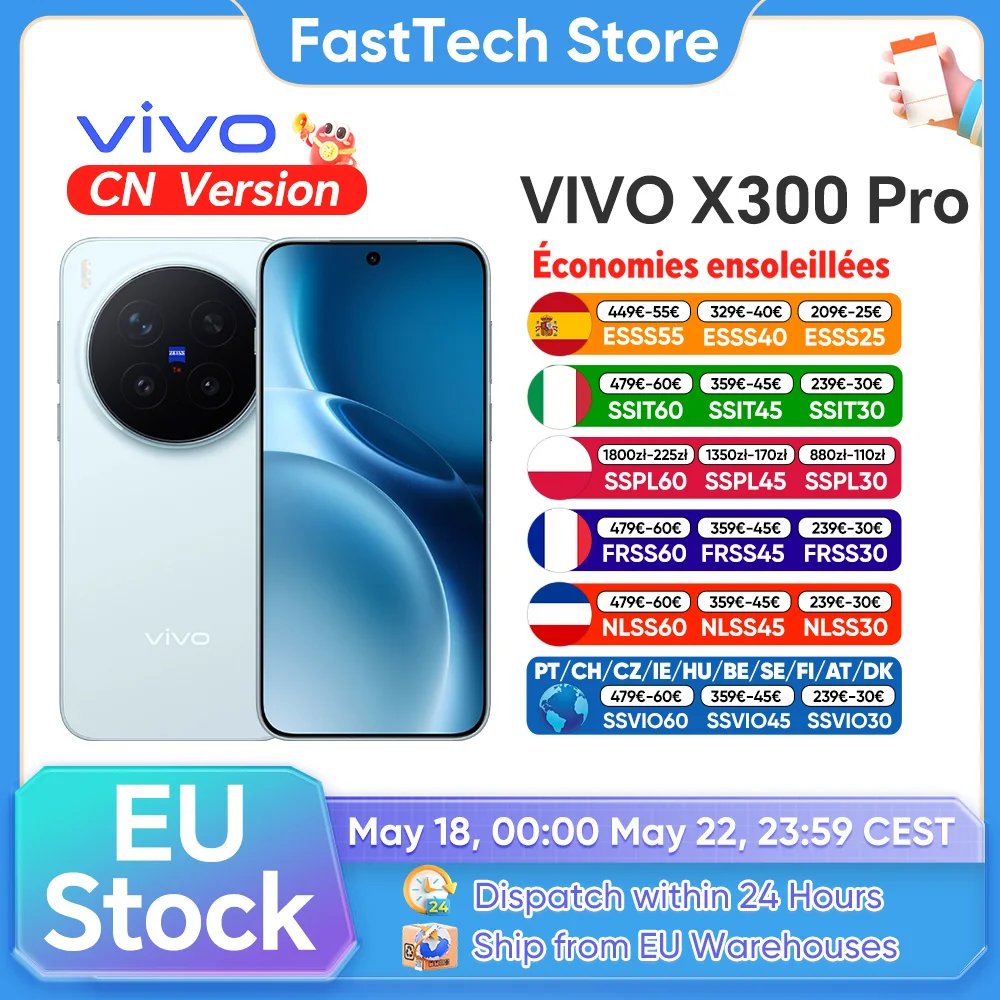Smartphone VIVO X300 Pro 5G, processeur Dimensity 9500, écran AMOLED de 6,78 pouces, batterie de 6510 mAh, charge rapide 90 W, appareil photo téléobjectif ZEISS APO 200 MP, NFC, OTG