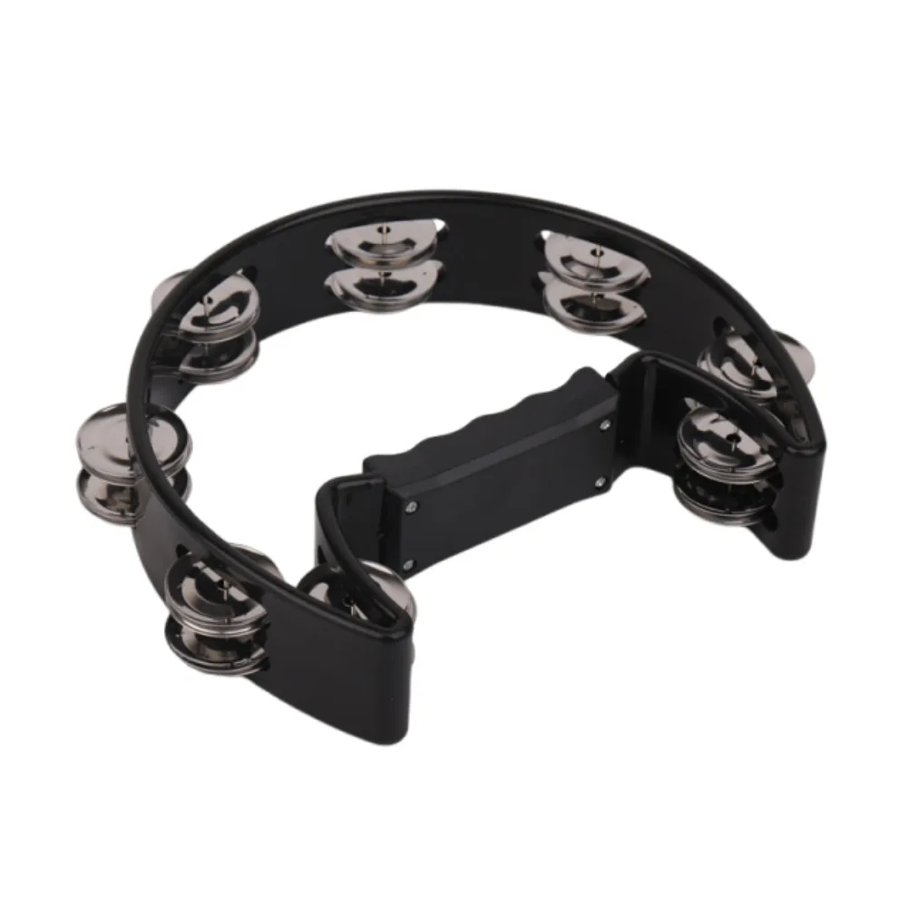 Bright Sound Handheld Jingle Bells Portable Hand Shake Orff Tambourine Educational Professional Half Moon Handbell Party