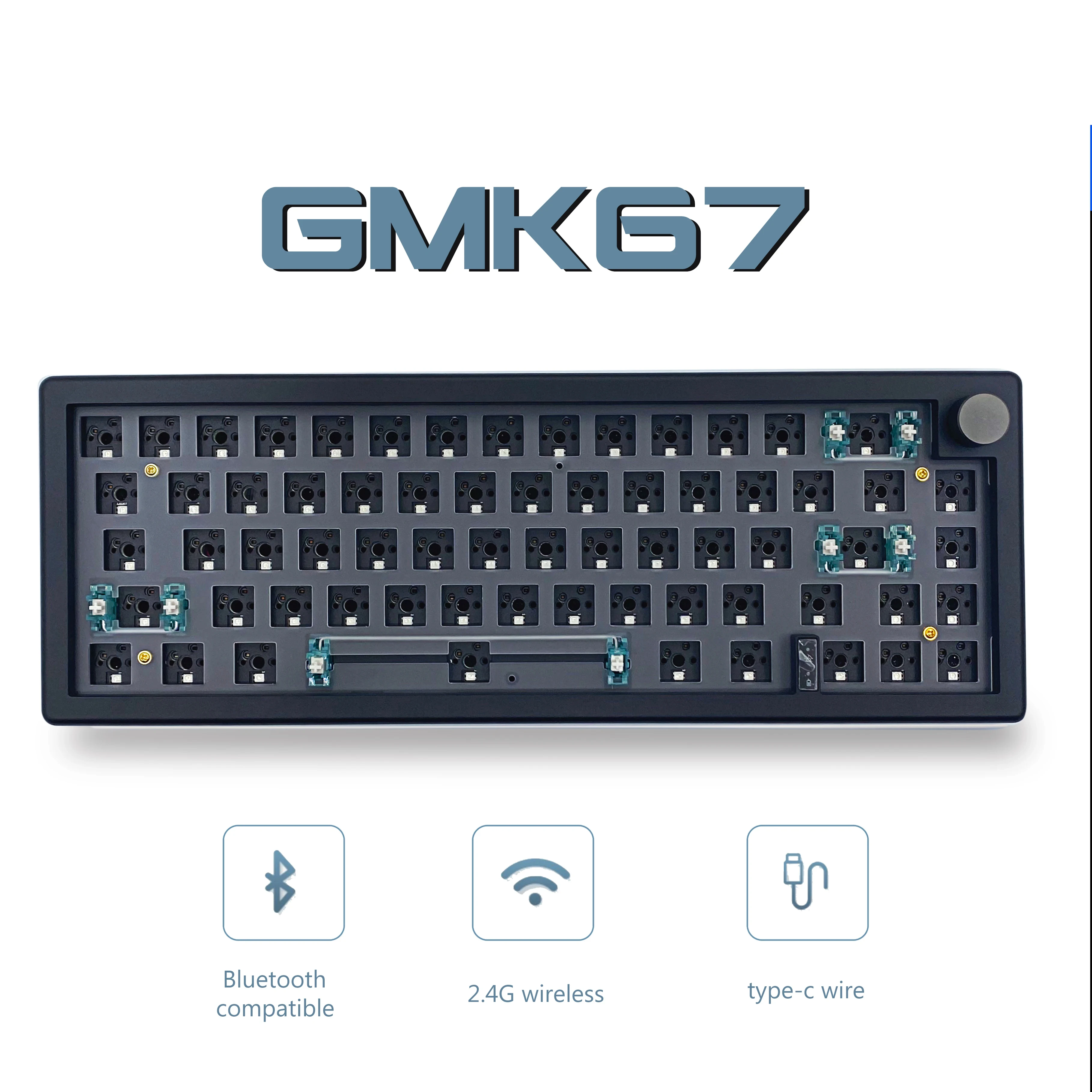 

GMK67 65% Gasket Bluetooth 2.4G Wireless Hot-swappable Customized Mechanical Keyboard Kit RGB Backlit
