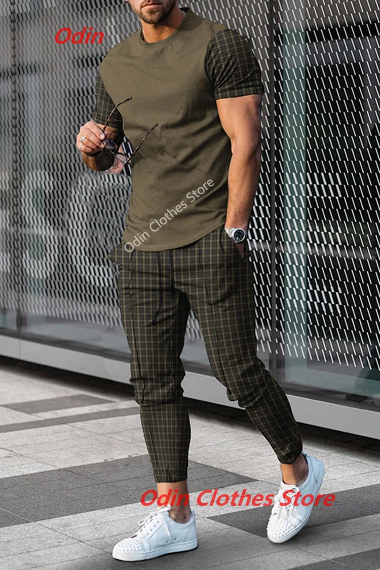 Conjunto de 2 piezas con estampado 3D para hombre, camiseta y pantalones largos, ropa deportiva, traje de Jogging, chándal de verano, nueva tendencia