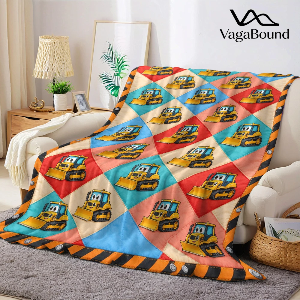 Yellow Dozer Diamond Bolt Flannel Blanket Perfect for Sofa Office Bed Travel Sleep Read Relax Camping Four Season Use