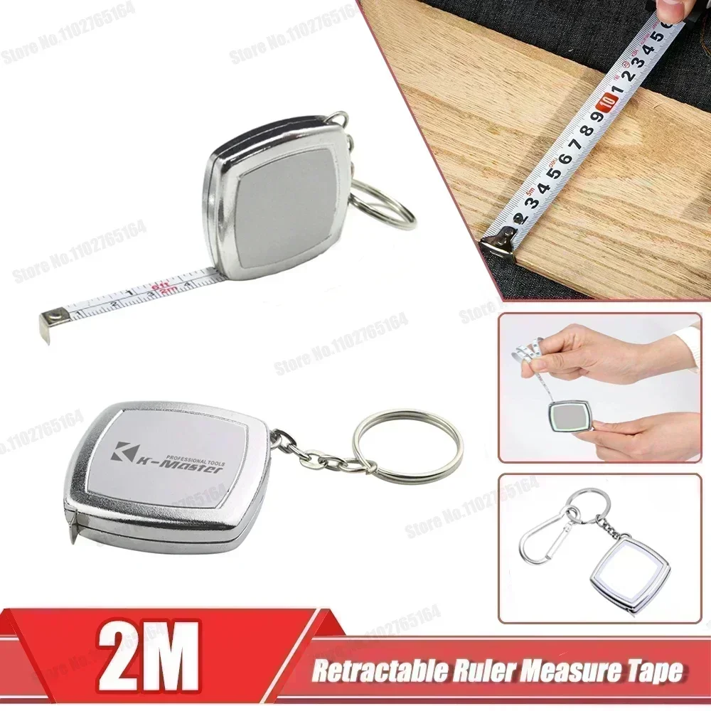 

2 Meters Tape Measures Metric and Imperial System Key Ring Retractable Measure Tape Pocket Portable Compact Carry Around