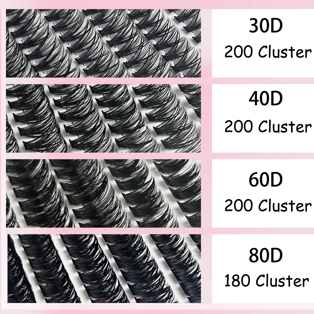 Ciglia 160-200 Cluster 8-16mm Lash Bond e Seal strumenti per il trucco Kit di estensione per ciglia fai da te Kit completo per Cluster di ciglia