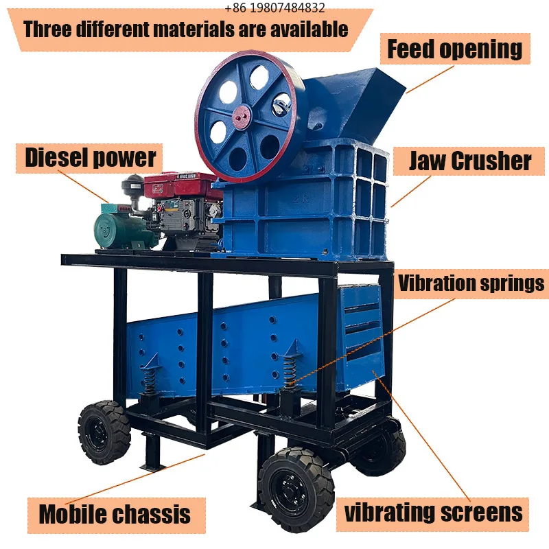 New PE220X350 Small Compact Hard Rock Mobile Crusher, Granite Portable Jaw Crushing Screening
