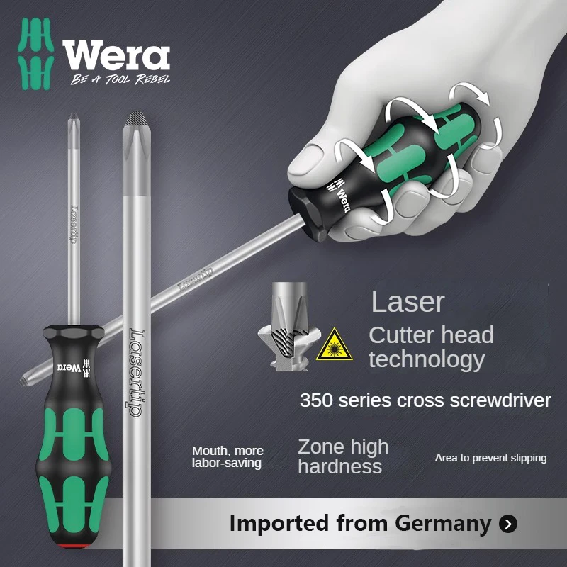 WERA Cross Screwdriver No Laser Tip High Quality Materials Exquisite Workmanship Durable Wide Application Range Simple Operation