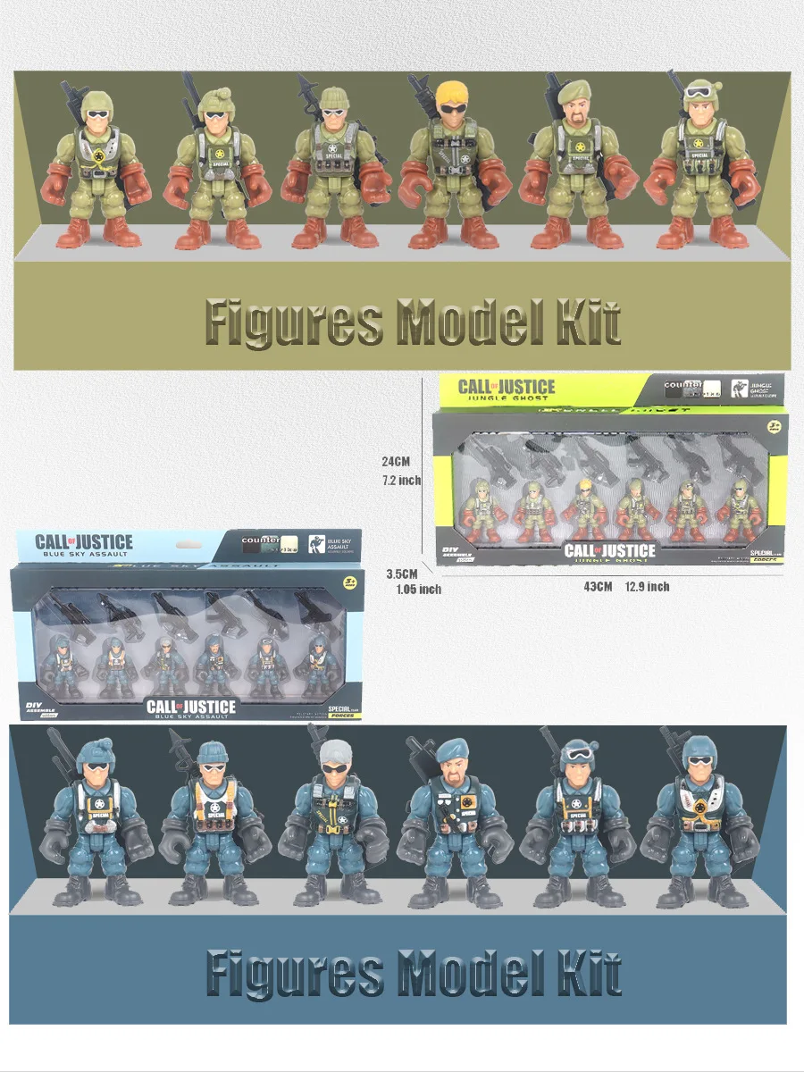 

New military simulation model with movable joints, soldier with weapons, doll model, children's toys, Christmas gifts