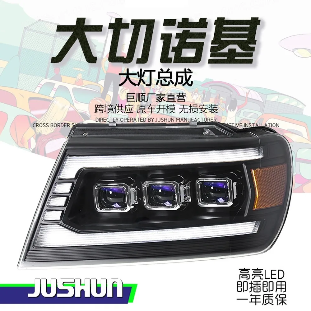 For 1999-2004 Jeep Grand Cherokee Headlights Assembly LED DRL Dynamic Turn Signal Triple Projector