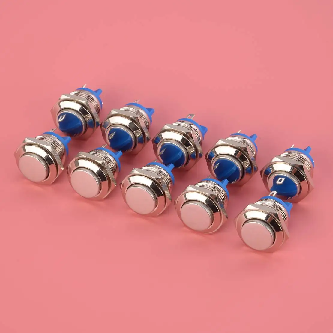 

10 шт., 16 мм, компактный дизайн, самовосстанавливающийся, высокий круглый кнопочный переключатель IP50 1A 220 В