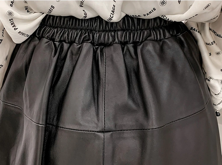 KMETRAM Genuine Leather Skirts for Woman Real Sheepskin Long Skirt Autumn Winter Women Clothing High Waist Юбка Длинная 2024