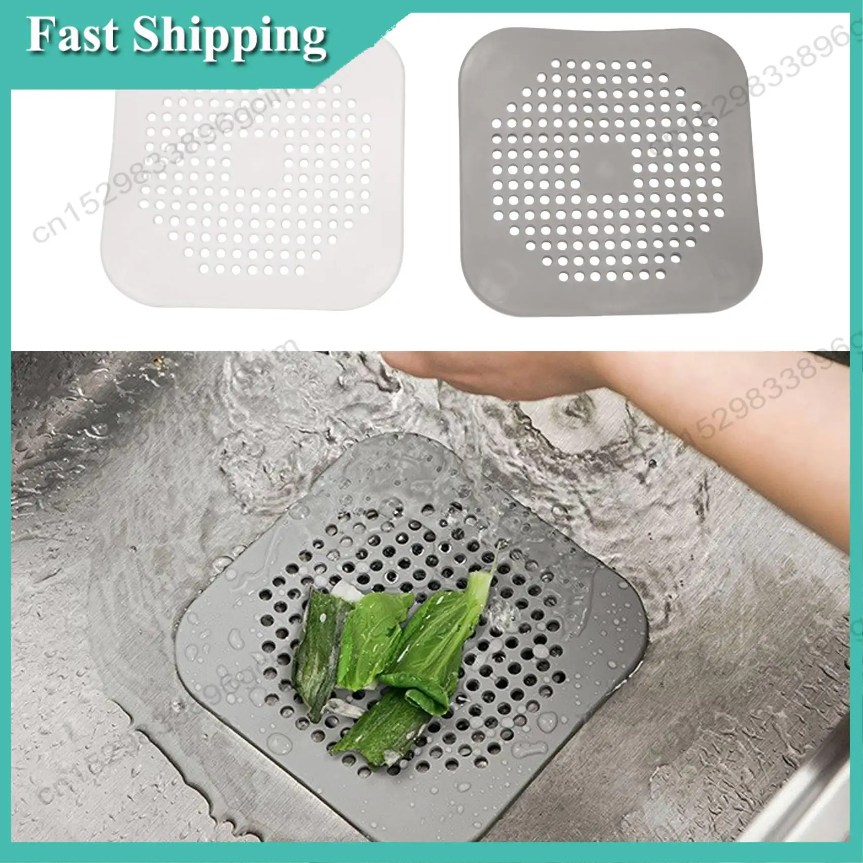 -BABQ couvercle de vidange carré pour douche, collecteur de cheveux, bouchon plat en Silicone pour salle de bains et cuisine, filtre de protection de vidange de douche