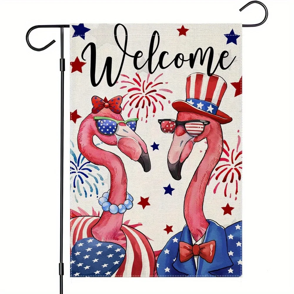 

July 4th National Flag Garden Flag with Rocket and American Flag Yard Decor for Memorial Day