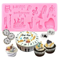 Musical Instruments note piano Saxophone fondant decoration silicone mold DIY Cake Decorating Tools Baking mould M450