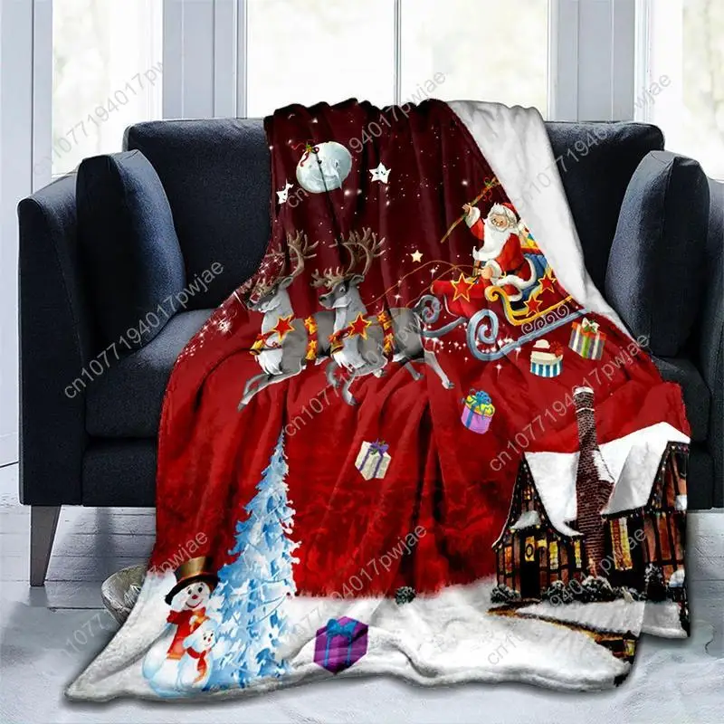 크리스마스 테마 프린트 플란넬 담요 소파 침대 여행 캠핑 거실 사무실용 맞춤형 담요