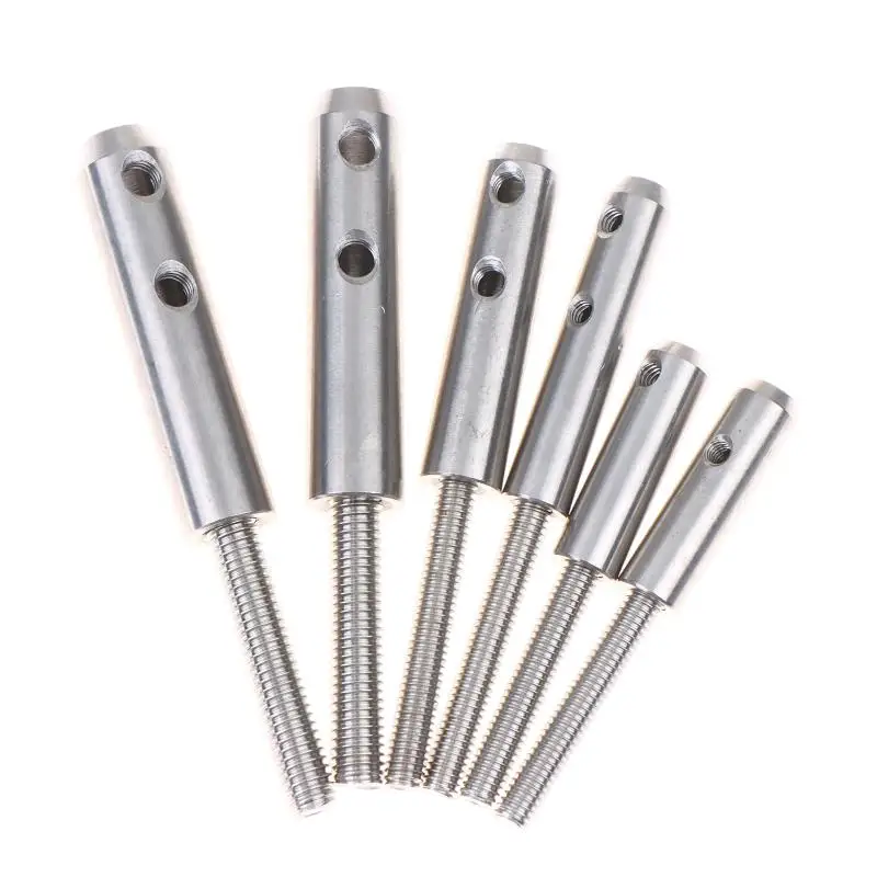 Hot  2PCS Stainless Threaded Stud Tension End Fitting Toggle Anchor Terminal With Hexagon Bolt For 2-8MM Wire Rope Cable Railing