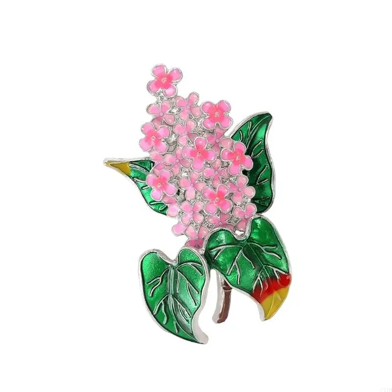 

Sturdy Alloy and Enamel Hydrangea Flower Brooch Exhibiting Smooth Surfaces and Fade Resistance for Extended Durability