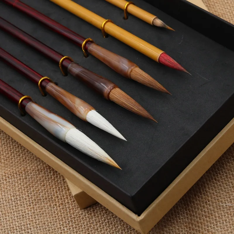 Chinese Calligraphy Brush Set Chinese Landscape Painting Brush Regular Script Calligraphy Brush Copy Scriptures Brush Caligrafia