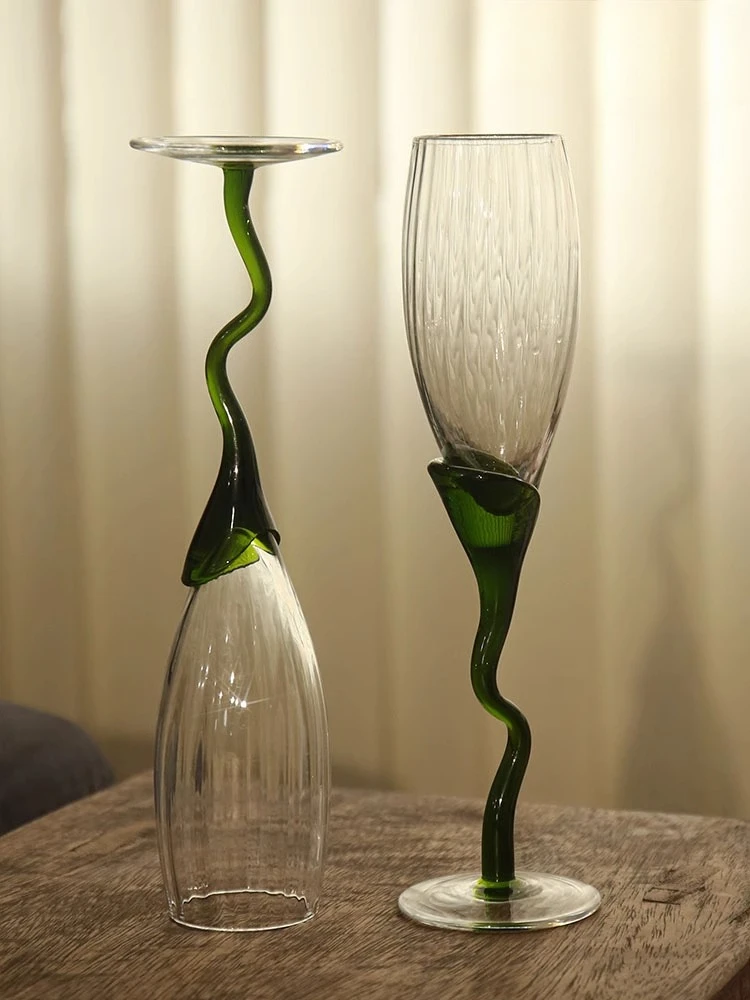 

American Niin Dark Green Vintage Champagne Glass Tall Champagne Glass Cocktail Glass