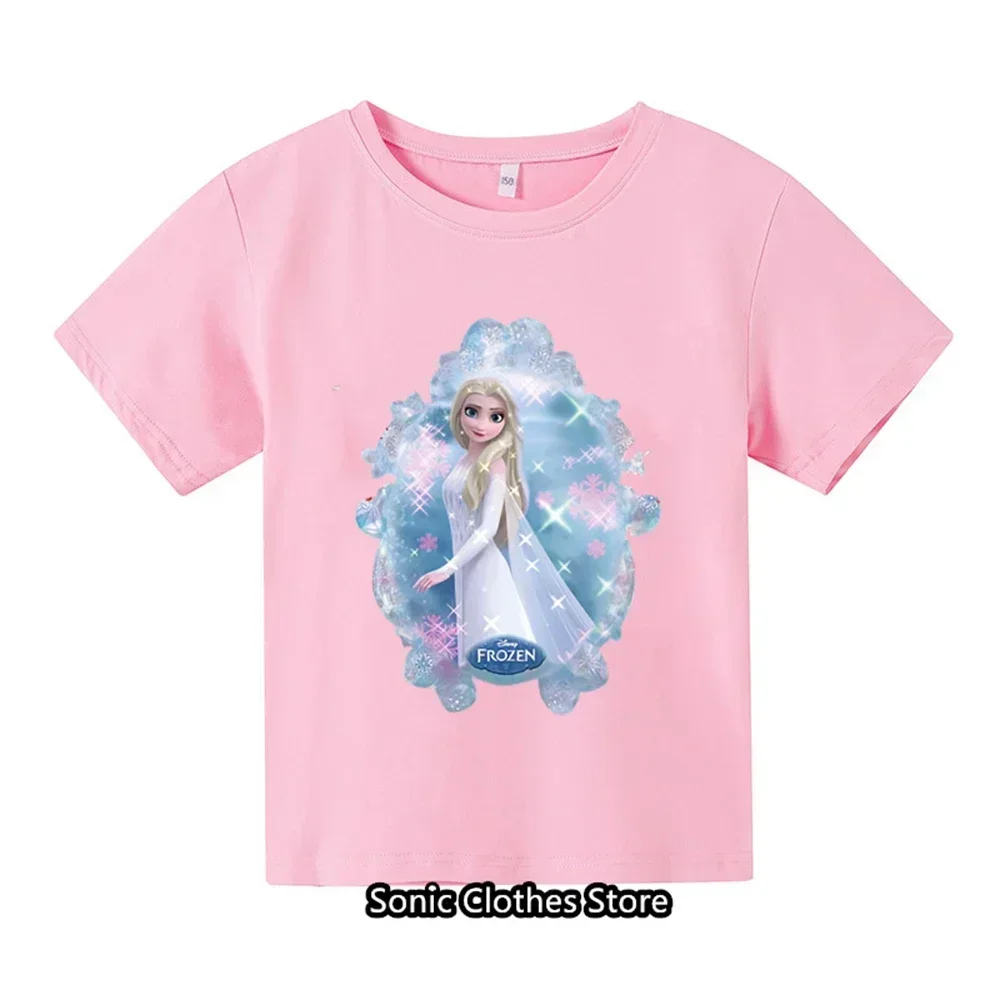 2024 New Cartoon Anime Printed T-shirt for Girls Aged 3-14 Summer Children's Fashion T-shirt