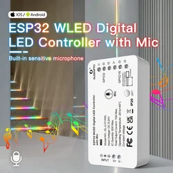 Controlador de Voz Digital ESP32 WLED RGBW, compatible con WS2811, SK6812, SM16703P, WS2812B, Aplicación Web MQTT y asistente de automatización del hogar