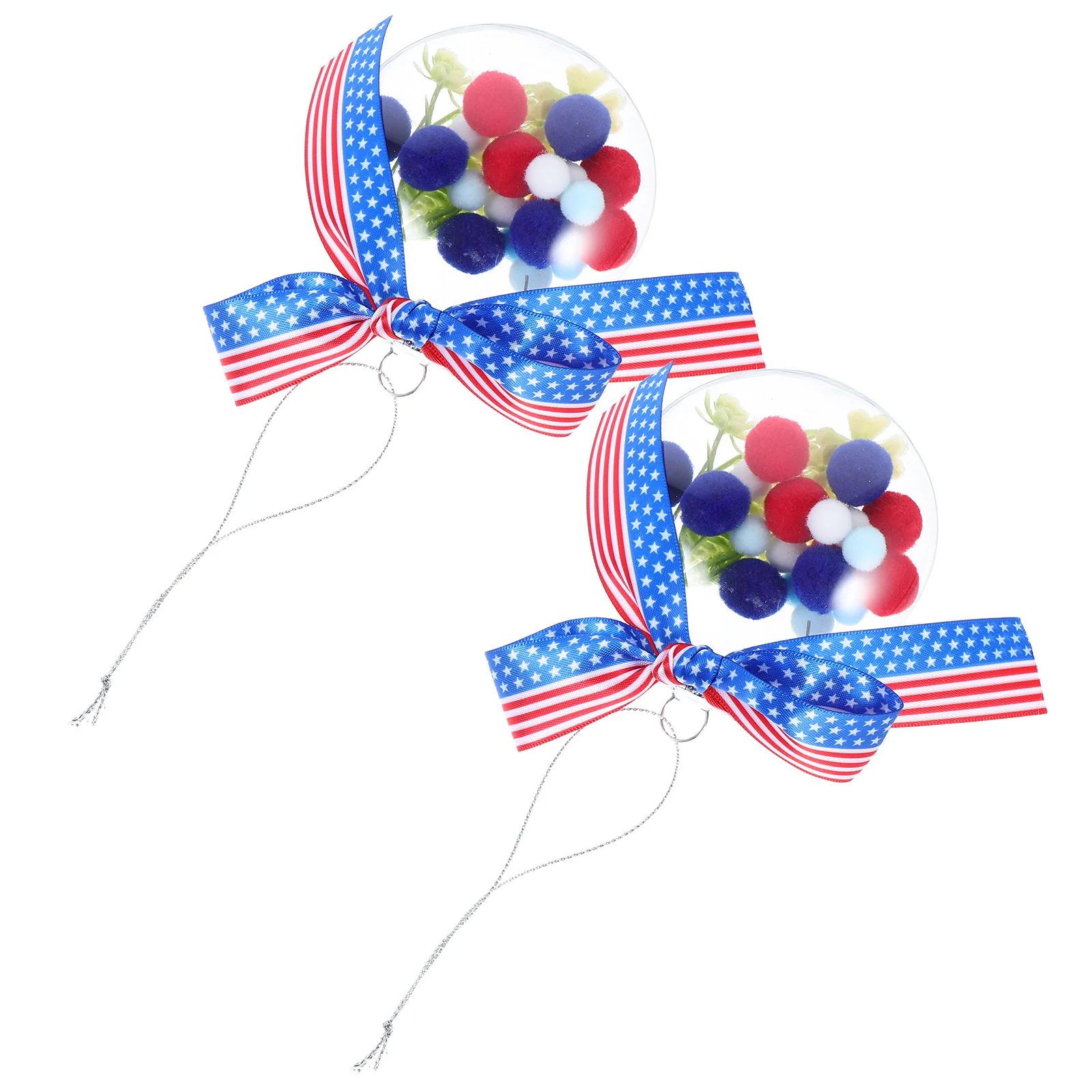 

2 Pcs Independence Day Decorations Festival Pendant Small Tree Ball Hanging Pendants The Pet American