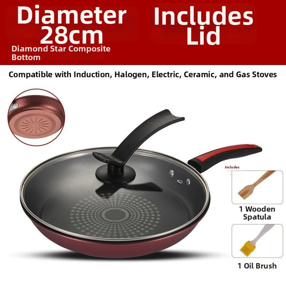 Steak Skillet Nonstick Frying Pan Black Induction Compatible Frying Pan Nonstick Non-stick Coating Smokeless Design
