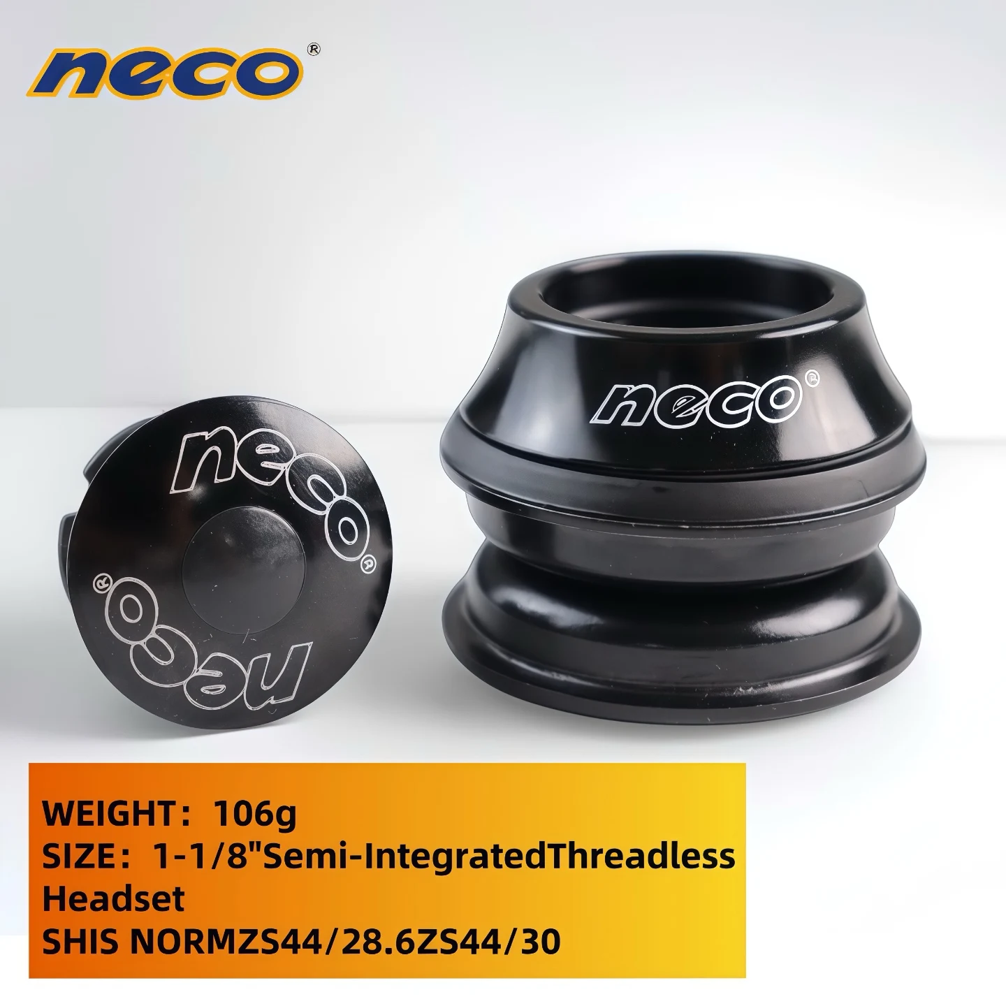 

NECO Bike Headset H148M 1 - 1/8" Semi - Integrated ZS44/28.6 & ZS44/30 SHIS Norm Road/Mountain Bike Headset Universal